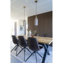 Polsterstuhl >Monaco< (2er-Set) in Braun, Glattlederoptik - 48x86x54cm (BxHxT)