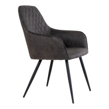 Esszimmerstuhl >Harbo< (2er-Set) in Grau, Vintagelederoptik - 57x87x65cm (BxHxT)