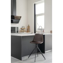 Barhocker >Monaco< (2er-Set) in Braun, Glattlederoptik - 46x84x47cm (BxHxT)
