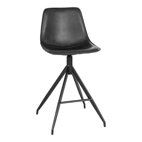 Barhocker >Monaco< (2er-Set) in Schwarz, Glattlederoptik - 46x84x47cm (BxHxT)