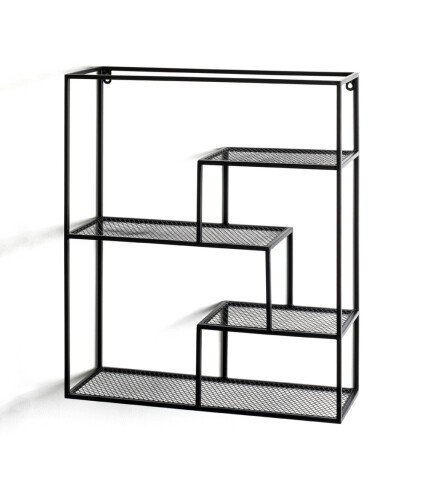 Wandregal >23616< in schwarz, Metall - 50x60x18cm (BxHxT)