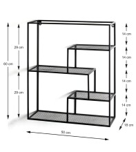 Wandregal >23616< in schwarz, Metall - 50x60x18cm (BxHxT)