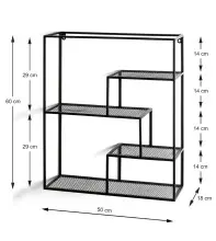 Wandregal >23616< in schwarz, Metall - 50x60x18cm...