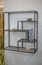 Wandregal >23616< in schwarz, Metall - 50x60x18cm (BxHxT)