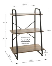 Ablageregal >23894< in schwarz-eiche - 60x93x36cm...