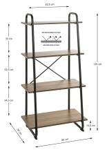 Ablageregal >23895< in schwarz-eiche - 60x128x36cm...