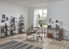 Ablageregal >23895< in schwarz-eiche - 60x128x36cm (BxHxT)