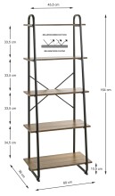 Ablageregal >23896< in schwarz-eiche - 60x164x36cm...