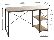Schreibtisch >23897< in schwarz-eiche - 120x74x60cm (BxHxT)
