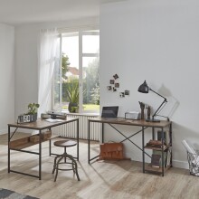 Schreibtisch >23897< in schwarz-eiche - 120x74x60cm (BxHxT)