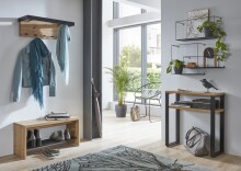 Konsole >23967< in schwarz-eiche, MDF, Metall - 70x75x28cm (BxHxT)