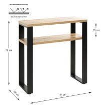 Konsole >23967< in schwarz-eiche, MDF, Metall - 70x75x28cm (BxHxT)
