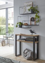 Konsole >23967< in schwarz-eiche, MDF, Metall - 70x75x28cm (BxHxT)