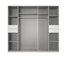 Drehtürenschrank >Danzig< in WEISS + GLAS WEISS - 225x208x58cm (BxHxT)