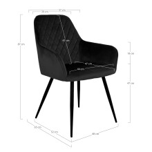 Armlehnstuhl >Harbo< (2er-Set) in Schwarz, Velour - 57x87x65cm (BxHxT)