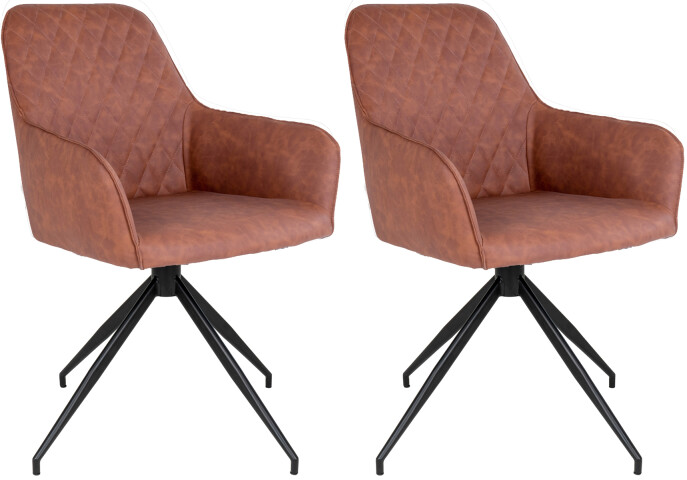 Armlehnstuhl >Harbo< in Braun, Vintagelederoptik - 56x89x62cm (BxHxT)