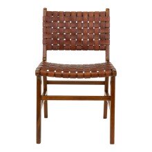 Holzstuhl >Perugia< (2er-Set) in Braun, Leder - 51x87x53cm (BxHxT)
