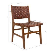 Holzstuhl >Perugia< (2er-Set) in Braun, Leder - 51x87x53cm (BxHxT)