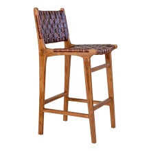 Barhocker >Perugia< in Braun, Leder - 46x101x45,5cm (BxHxT)