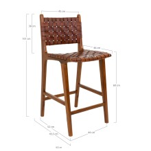 Barhocker >Perugia< in Braun, Leder - 46x101x45,5cm (BxHxT)