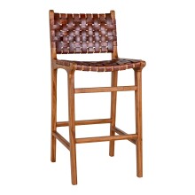 Barhocker >Perugia< in Braun, Leder - 46x101x45,5cm (BxHxT)