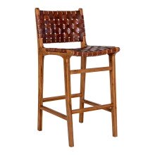 Barhocker >Perugia< in Braun, Leder - 46x101x45,5cm (BxHxT)