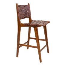 Barhocker >Perugia< in Braun, Leder - 46x101x45,5cm (BxHxT)