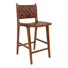 Barhocker >Perugia< in Braun, Leder - 46x101x45,5cm (BxHxT)