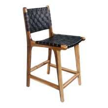 Barhocker >Perugia< in Natur / Schwarz, Leder -...