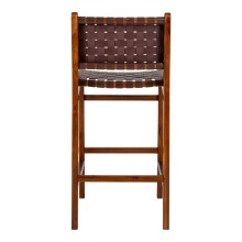 Barhocker >Perugia< in Natur / Schwarz, Leder - 46x101x45,5cm (BxHxT)