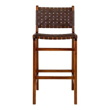 Barhocker >Perugia< in Natur / Schwarz, Leder - 46x101x45,5cm (BxHxT)