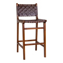 Barhocker >Perugia< in Natur / Schwarz, Leder - 46x101x45,5cm (BxHxT)