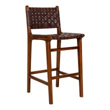 Barhocker >Perugia< in Natur / Schwarz, Leder - 46x101x45,5cm (BxHxT)