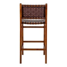 Barhocker >Perugia< in Natur / Schwarz, Leder - 46x101x45,5cm (BxHxT)
