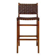 Barhocker >Perugia< in Natur / Schwarz, Leder - 46x101x45,5cm (BxHxT)