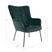 Relaxsessel >Glasgow< in Grün, Velour - 70x98x79cm (BxHxT)