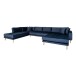 Wohnlandschaft >Lido< in Dunkelblau, Velour - 370x76x220cm (BxHxT)