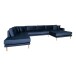 Wohnlandschaft >Lido< in Dunkelblau, Velour - 370x76x220cm (BxHxT)