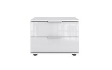 Nachtschrank >Danzig< in WEISS + GLAS WEISS -...
