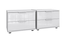 Nachtschrank >Danzig< (2er-Set) in WEISS + GLAS...
