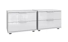 Nachtschrank >Danzig< (2er-Set) in WEISS + GLAS...