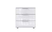 Nachtschrank >Danzig< in WEISS + GLAS WEISS -...
