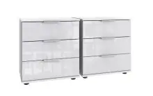 Nachtschrank >Danzig< (2er-Set) in WEISS + GLAS...