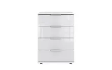 Nachtschrank >Danzig< in WEISS + GLAS WEISS -...