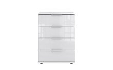 Nachtschrank >Danzig< in WEISS + GLAS WEISS -...