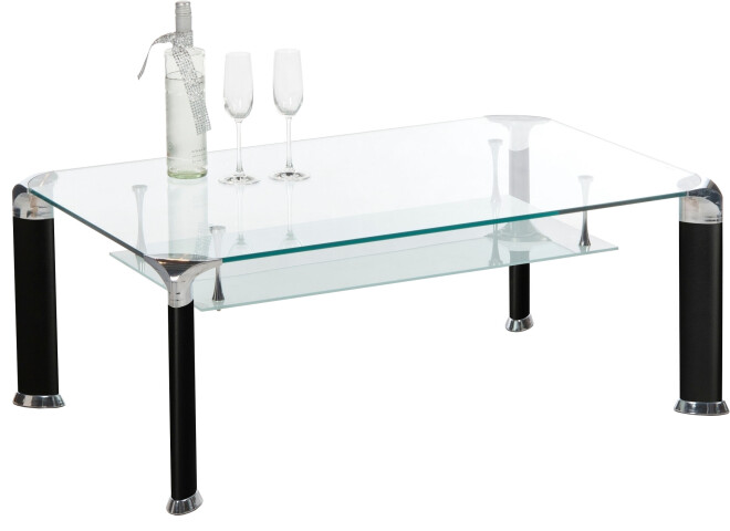 Alberto Couchtisch: Modernes Design aus Sicherheitsglas & Metall, 100x42x60cm, mit 2 Ablagen, Einfach zu montieren, Stilvoll & Praktisch