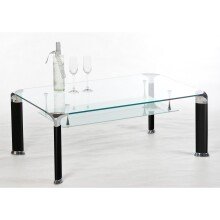 Alberto Couchtisch: Modernes Design aus Sicherheitsglas & Metall, 100x42x60cm, mit 2 Ablagen, Einfach zu montieren, Stilvoll & Praktisch