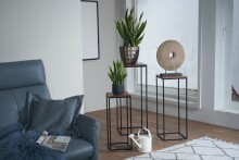 Sheesham Massivholz Blumentisch 3er Set Satztisch Säulentisch Dekosäule