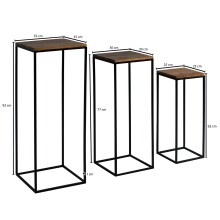 Sheesham Massivholz Blumentisch 3er Set Satztisch Säulentisch Dekosäule