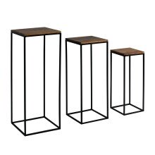 Sheesham Massivholz Blumentisch 3er Set Satztisch...